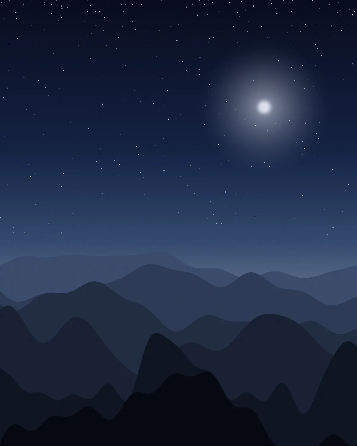 A moonlit ridge under a field of stars